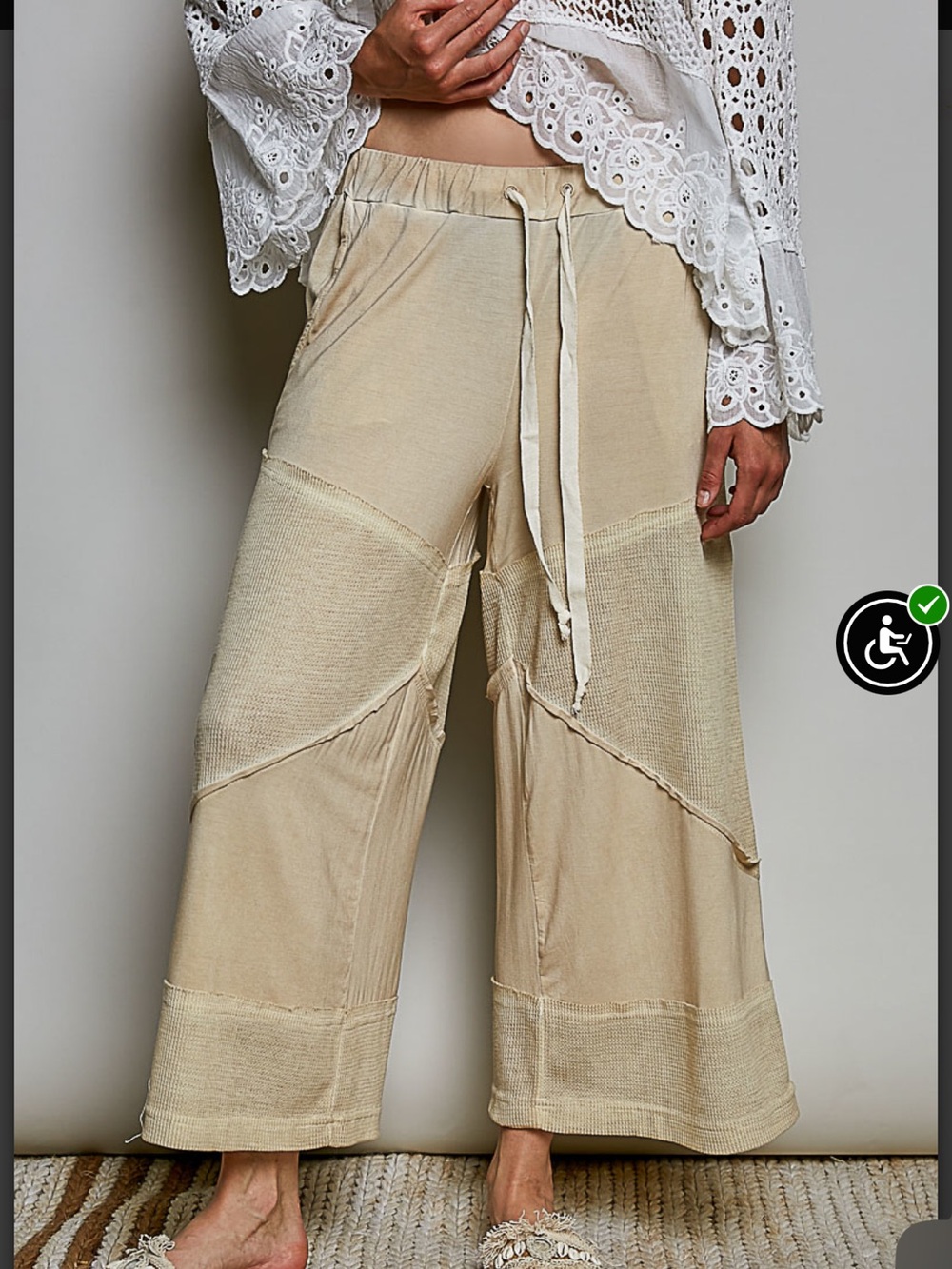 Pol Women’s Cream Wide-Leg Drawstring Pants